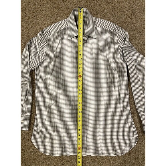 Ermenegildo Zegna Button Down Shirt Dark Green & Gray Plaid Size 42 / 16 1/2 - Picture 9 of 10